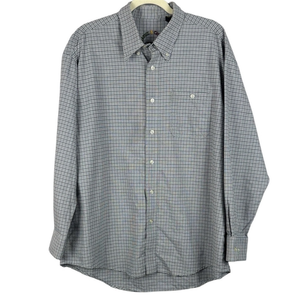 Harvie & Crosbie Oxford Men's Gray Checked XL Button-Down Long Sleeve Shirt